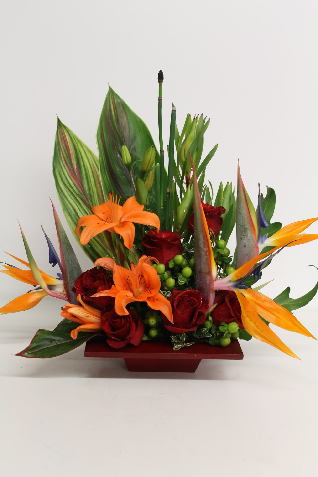 Tropical arrangements — hand-composed in the Huntington Beach atelier