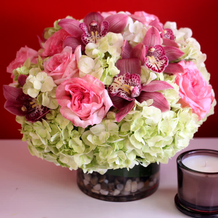 Cymbidium Orchid arrangements — hand-composed in the Huntington Beach atelier