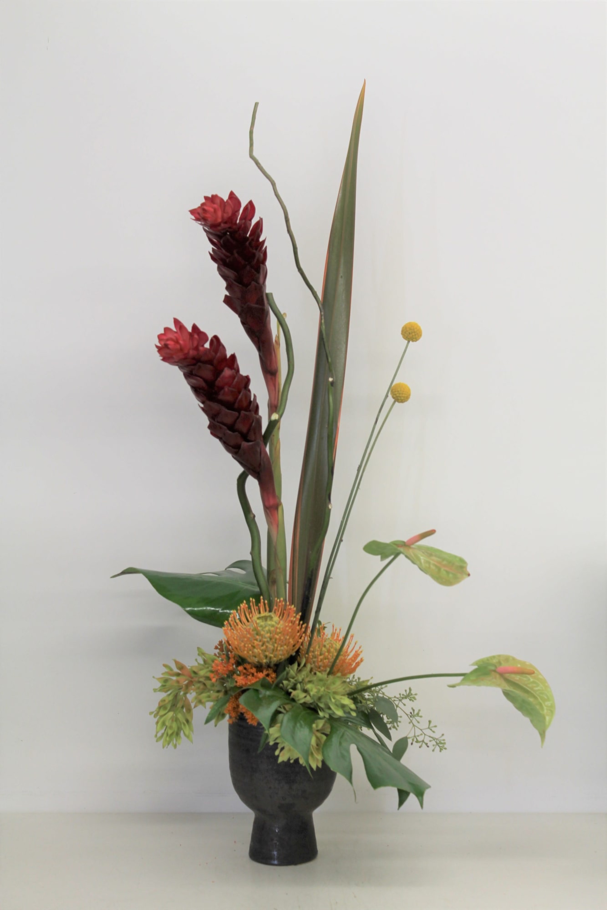 9143 — tropical arrangement, hand-composed in The Flower Lover atelier in Huntington Beach