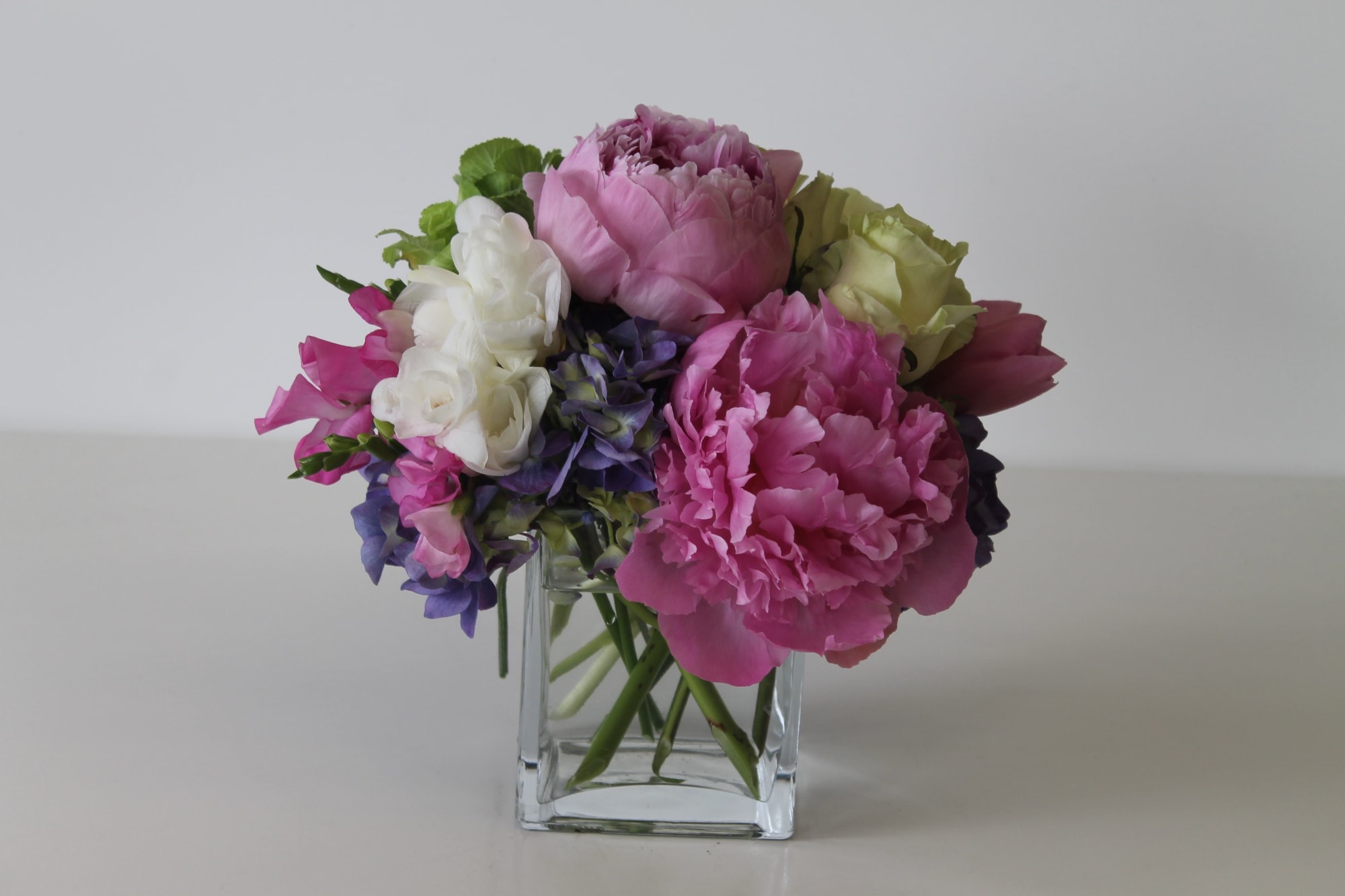 Precious — peonies arrangement, hand-composed in The Flower Lover atelier in Huntington Beach